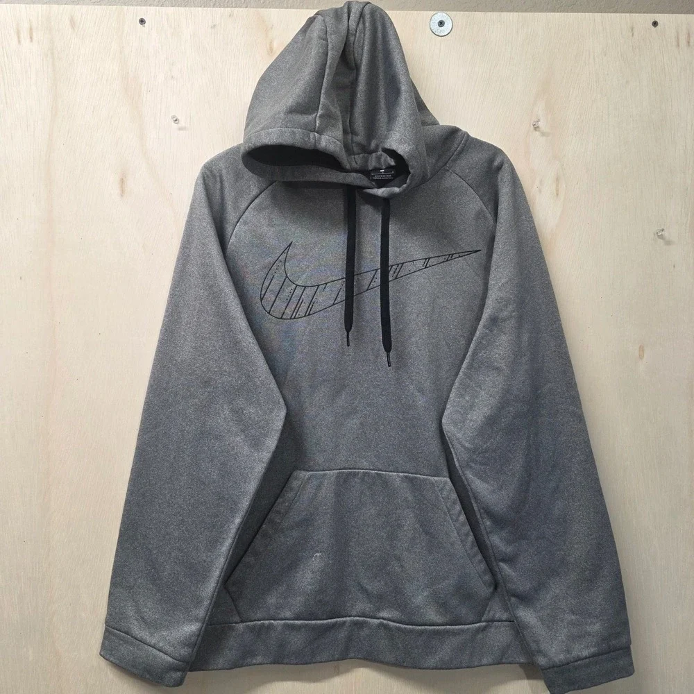 Nike Dri-FIT Mens Large Gray Heathered Pullover Hoodie Fleece Sweatshirt